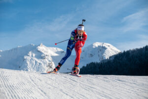 Photo reportage en sport, lors de la Coupe de Monde de Biathlon Annecy Grand Bornand 2022, avec Anaïs Chevalier Bouchet