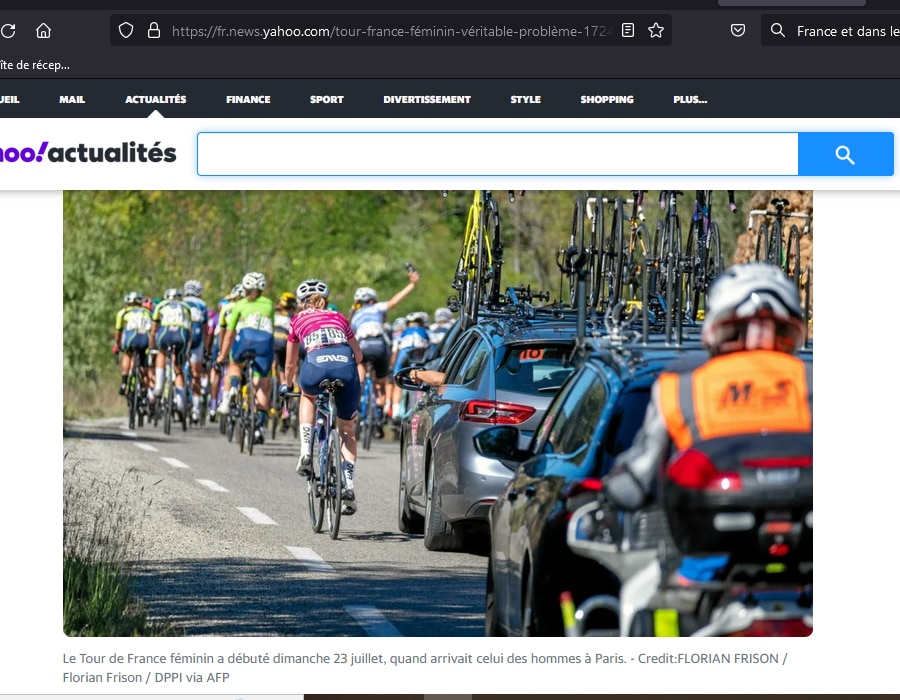 Article de Yahoo lors du Tour Cycliste International Féminin de l'Ardèche 2023