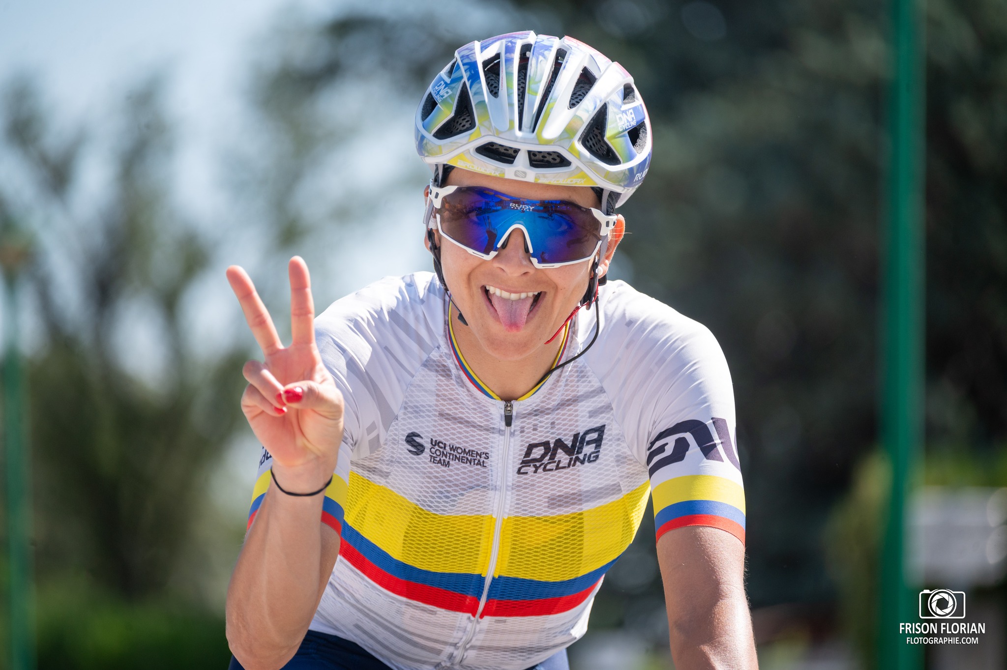 PENUELA Diana de l'équipe DNA Pro Cycling Team et Championne de Colombie au Tour Cycliste International Féminin de l'Ardèche 2023