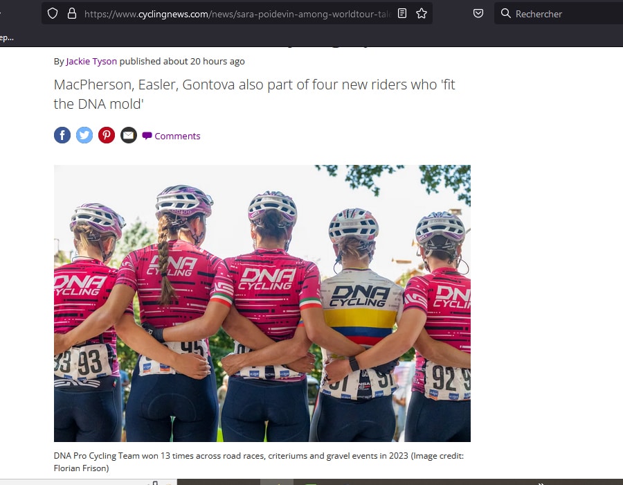 Article de CyclingNews sur l'équipe DNA Pro Cycling Team lors du Tour Cycliste International Féminin de l'Ardèche 2023