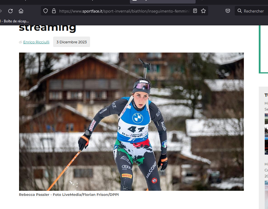 Article de SportFace sur la biathlète italienne, Rebecca Passler