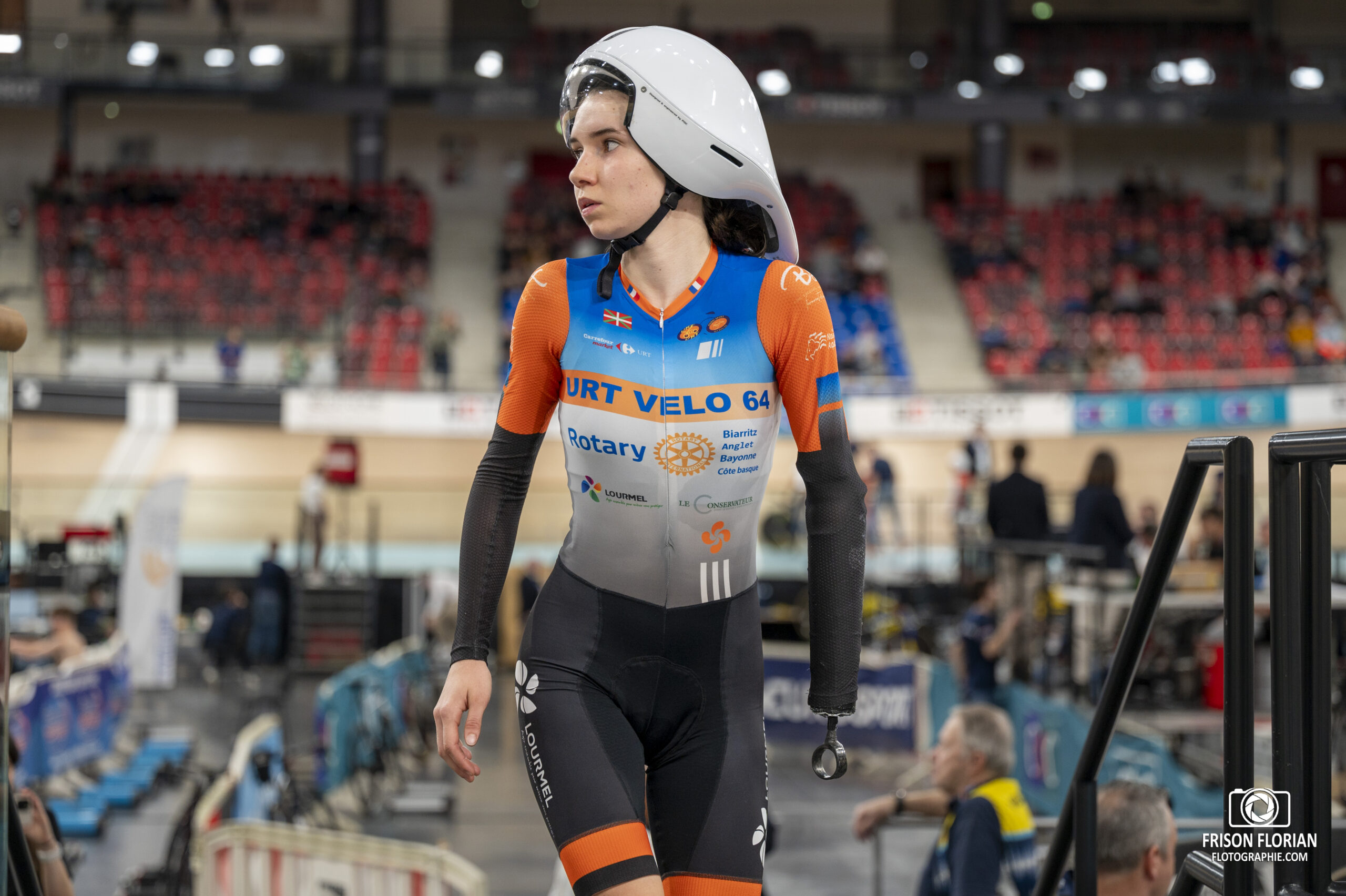 Heïdi Gaugain durant les Championnats de France 2024 sur le Vélodrome National de Saint Quentin en Yvelines, futur site des Jeux Olympiques de 2024 de Paris