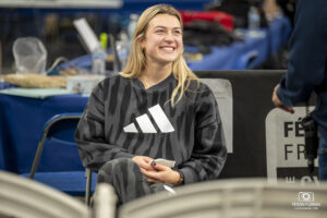 Mathilde Gros durant les Championnats de France 2024 sur le Vélodrome National de Saint Quentin en Yvelines, futur site des Jeux Olympiques de 2024 de Paris