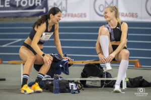 L'athlète Grec Tatiana Gusin et l'hongroise Michaela Hruba lors du Meeting de Miramas 2024