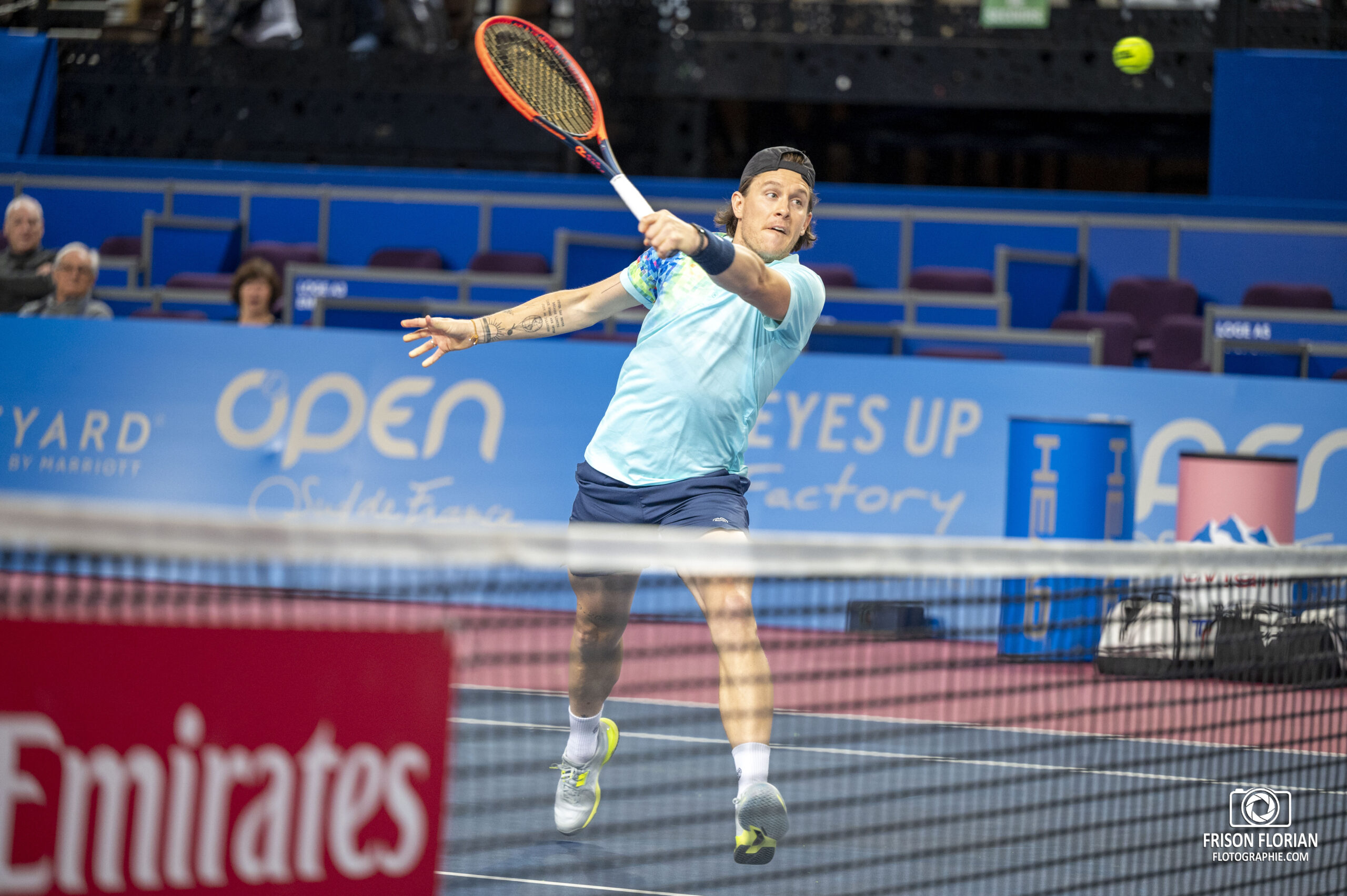 Le tennisman Autrichien Tristan-Samuel Weissborn lors de l'Open Sud de France ATP 250 à Montpellier 2024