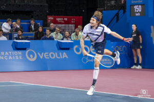 Le tennisman Kazakh / Russe Alexander Bublik lors de l'Open Sud de France ATP 250 à Montpellier 2024