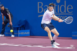 Le tennisman Kazakh / Russe Alexander Bublik lors de l'Open Sud de France ATP 250 à Montpellier 2024