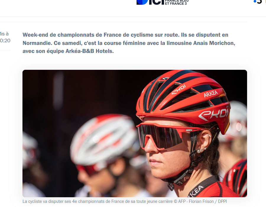 Article du média France Bleu sur Anaïs Morichon lors des Championnat de France 2024