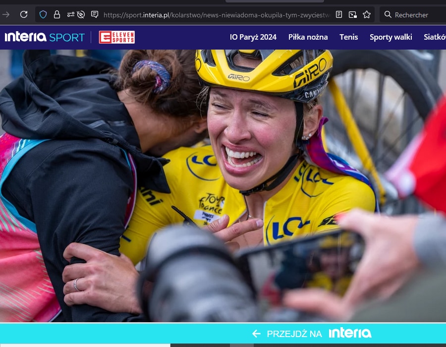 Article du média polonais InteriaSport sur la polonaise Katarzyna Niewiadoma vainqueur du Tour de France Féminin 2024