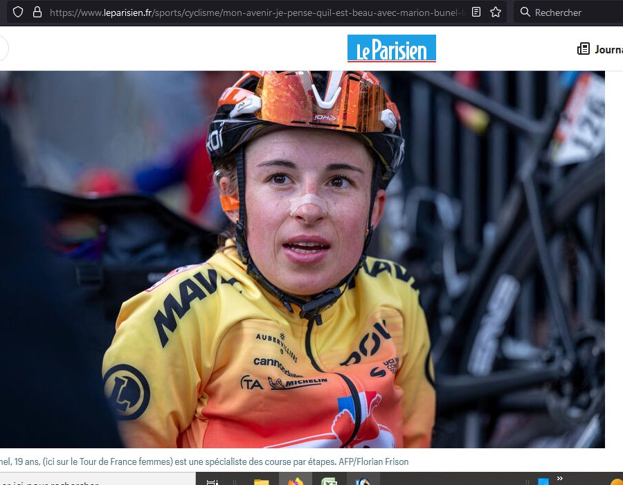 Article du média français le Parisien sur la cycliste française Marion Bunel.