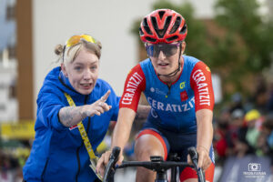 La française Cedrine KERBAOL, lors de la dernière étape du Tour de France Femmes 2024 à l'Alpes d'Huez.
