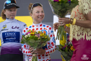La Belge GHEKIERE Justine, lors de la dernière étape du Tour de France Femmes 2024 à l'Alpes d'Huez.