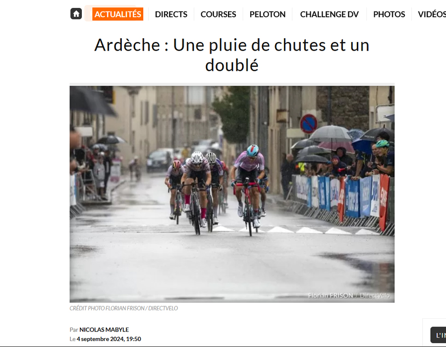 Article du media français Direct Vélo sur le TCFIA 2024