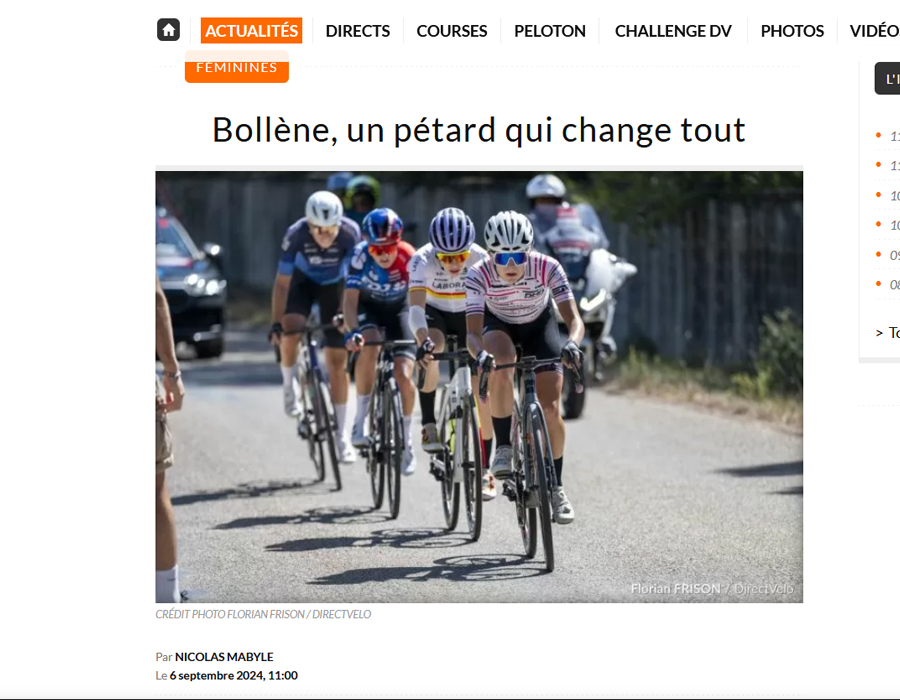 Article du media français Direct Vélo sur le TCFIA 2024