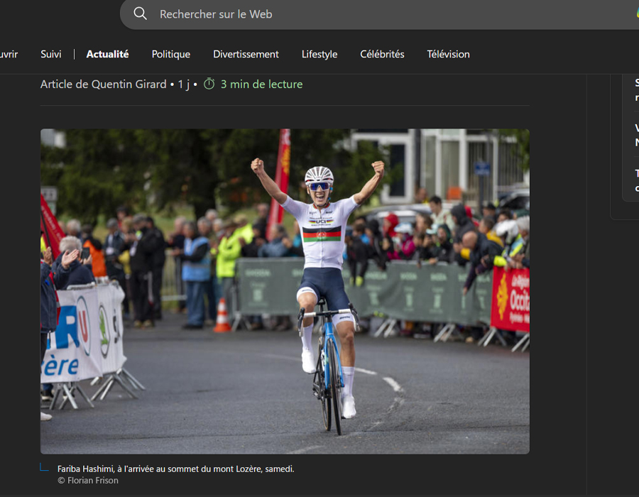 Article du média MSN sur la coureuse Afghane Fariba Hashimi