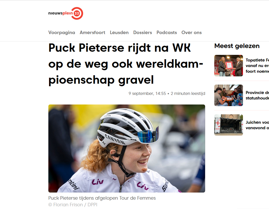 Article du média hollandais Nieuwsplein sur Puck Pieterse