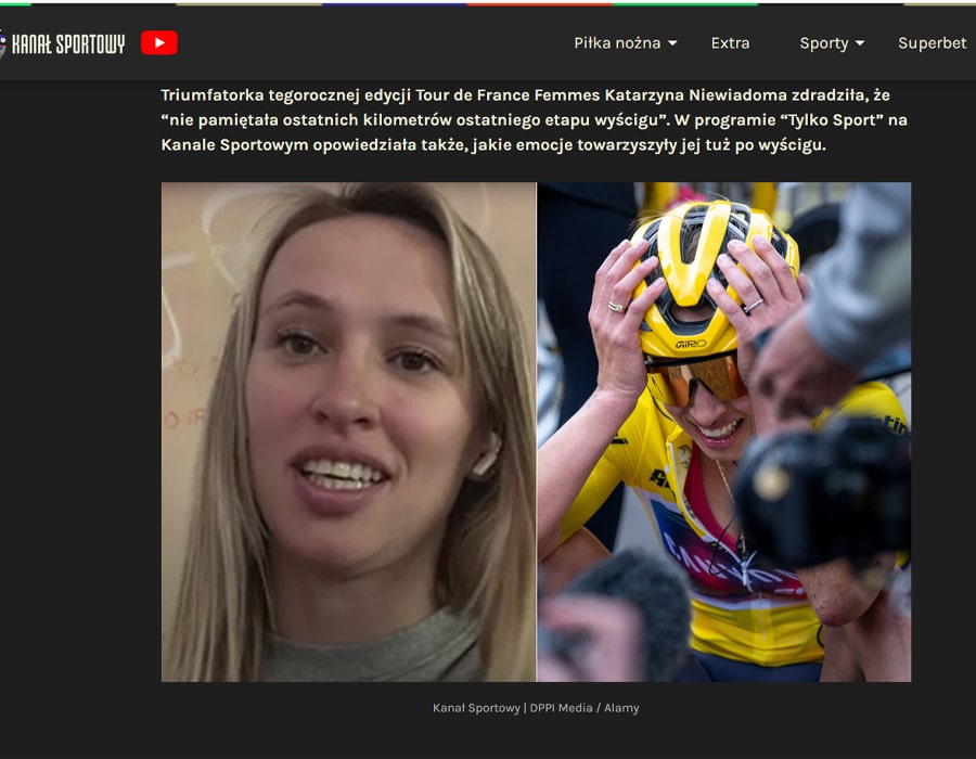 Article du média polonais Kanał Sportowy sur la cycliste polonaise Katarzyna Niewiadoma