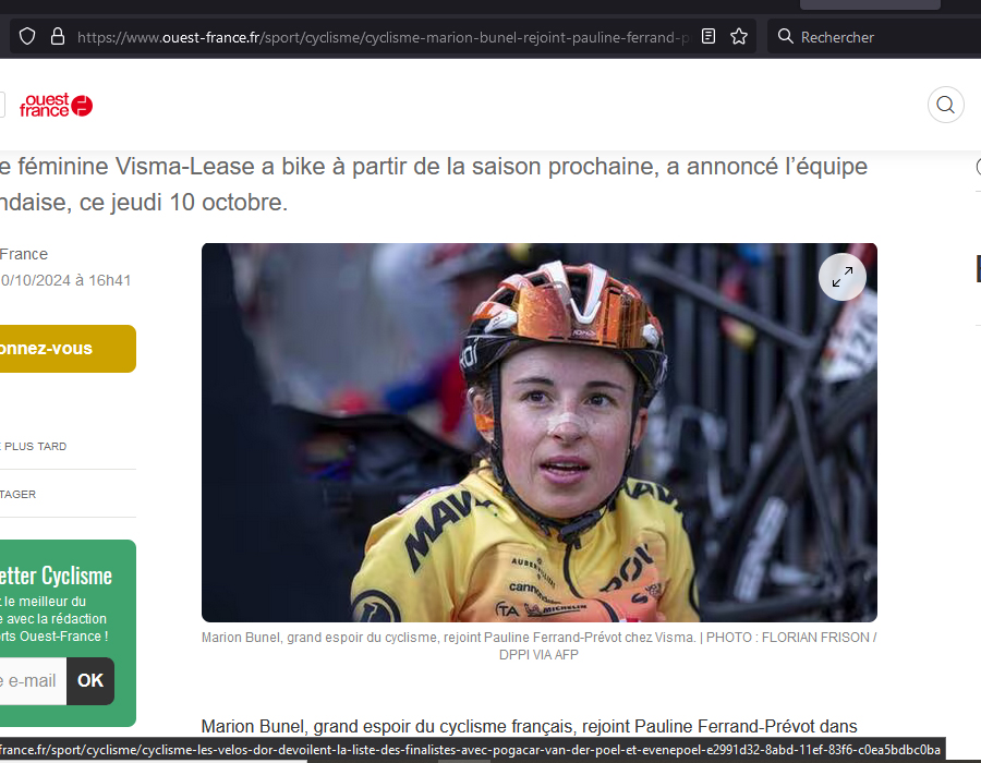 Article du média Français Ouest France sur la française Marion Bunel