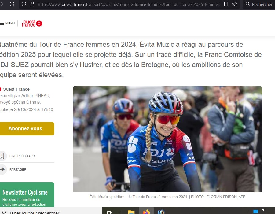 Article du média français Ouest France sur la française Evita Muzic