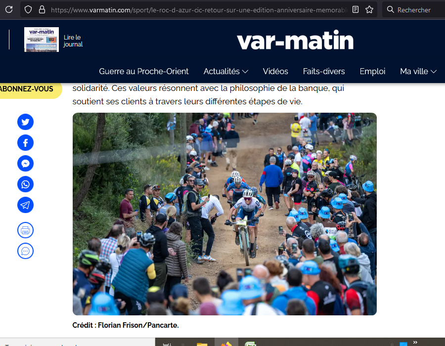Article de Var Matin sur le Roc d'Azur 2024