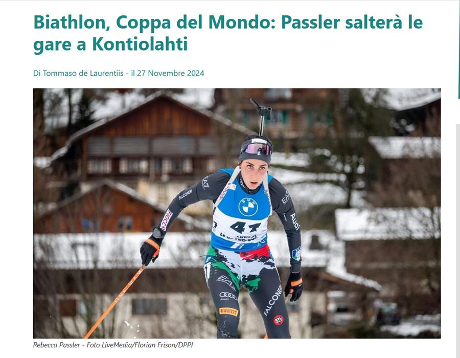 Article du média Italien SportFace sur la biathlète italienne Rebecca Passler
