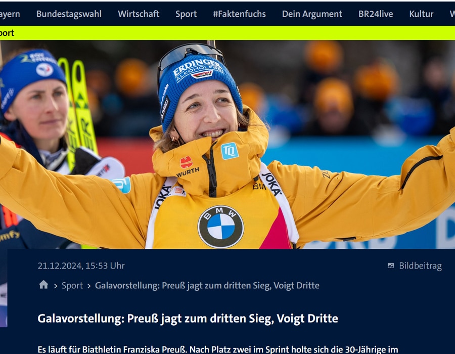Article du média Allemand BR sur la biathlète Allemande Franziska Preuss