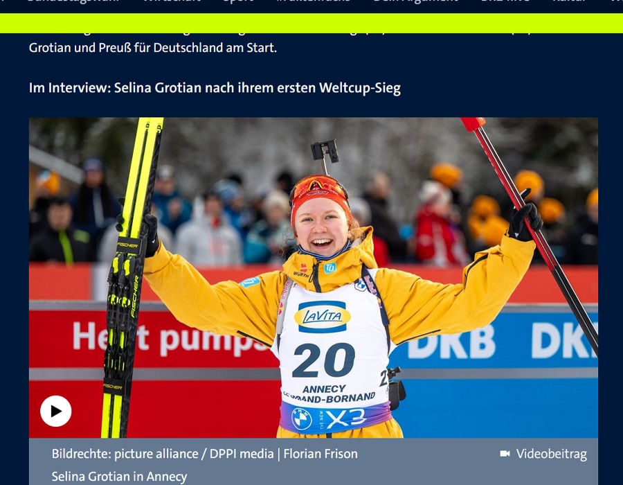 Article du média Allemand BR sur la biathlète Allemande Selina Grotian