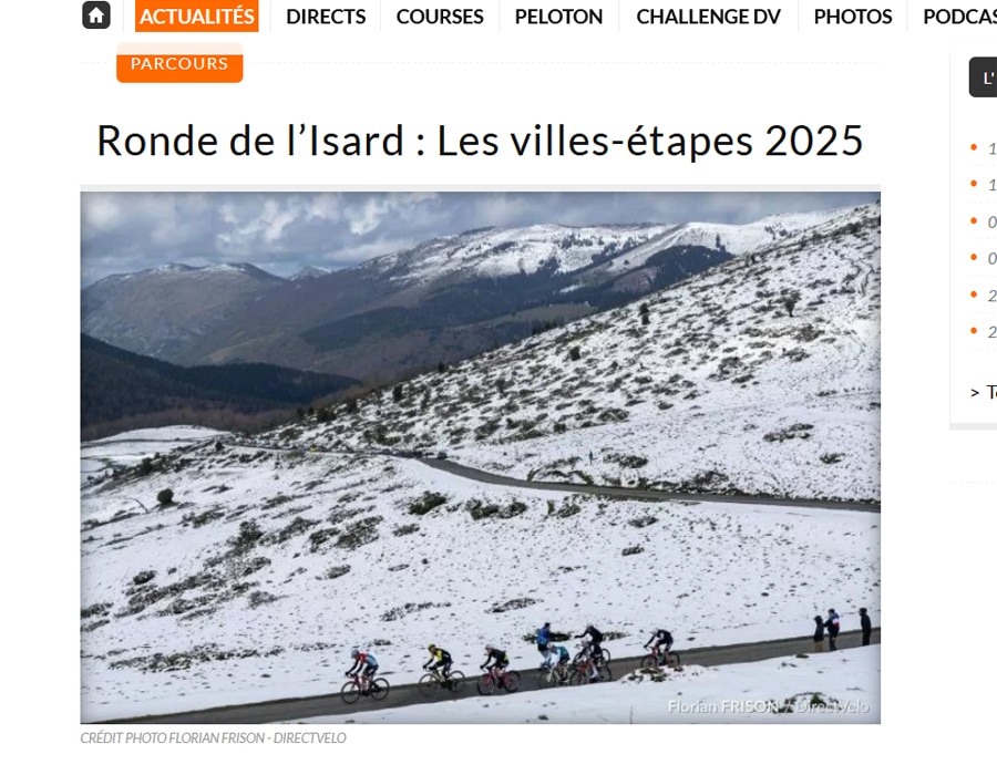 Article du média français DirectVelo sur la Ronde de l'Isard