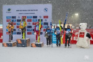 Podium Mass Start Féminine à la Coupe du Monde de Biathlon au Grand Bornand en 2024