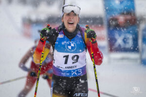 LIE Lotte à la Coupe du Monde de Biathlon au Grand Bornand en 2024