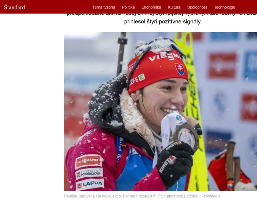 Article du média Slovaque Standard sur la Biathlète Paulina Batovska Fialkova