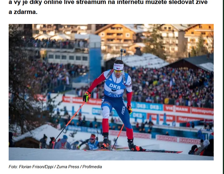Article du média tchèque Betarena sur la Coupe du Monde de Biathlon au Grand Bornand
