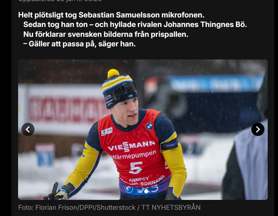 Article du média Suédois Expressen sur Sebastian Samuelsson
