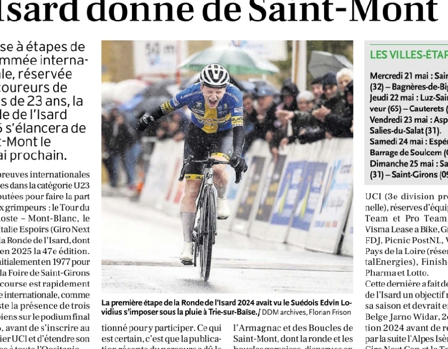Article du média la Dépêche sur la Ronde de l'Isard 2025