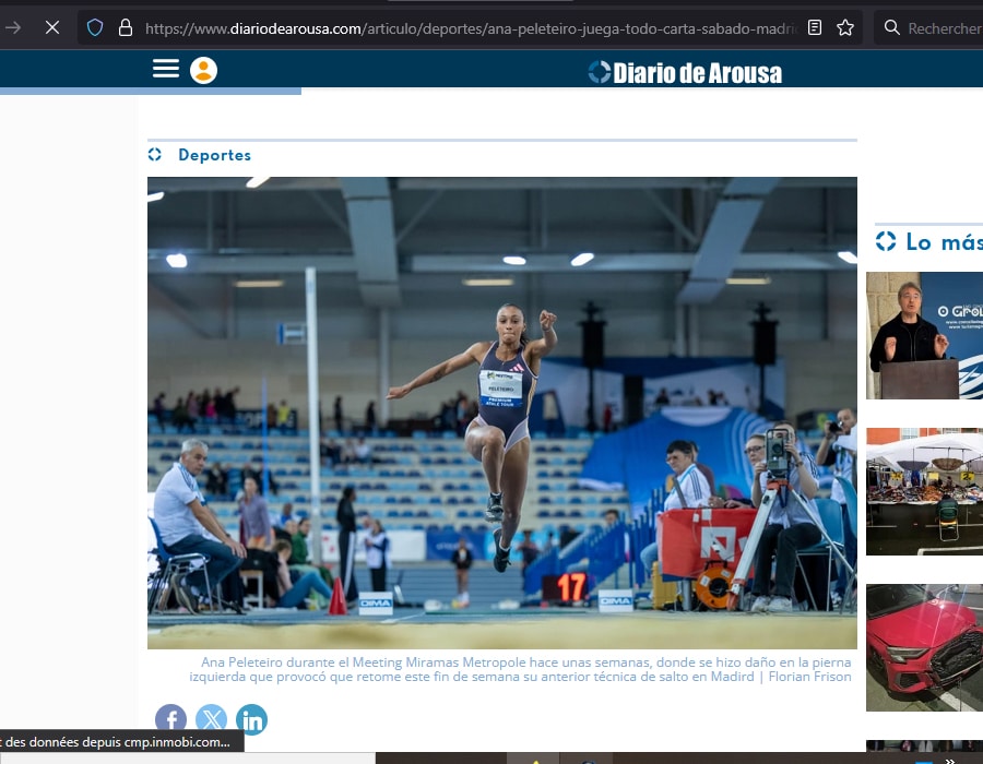 Article du média Espagnol Diariodearousa sur l'athtlète Ana Peleteiro