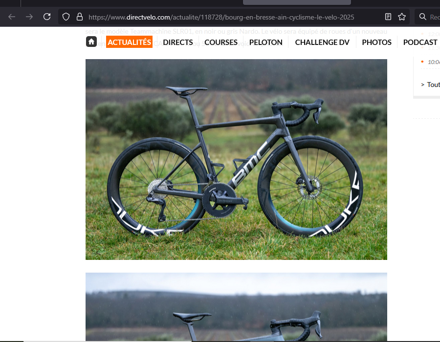 Article du média français DirectVelo sur le nouveau vélo de l'équipe Bourg-en-Bresse Ain Cyclisme