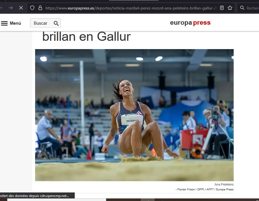 Article du média Espagnol EuropPress sur l'athtlète Ana Peleteiro