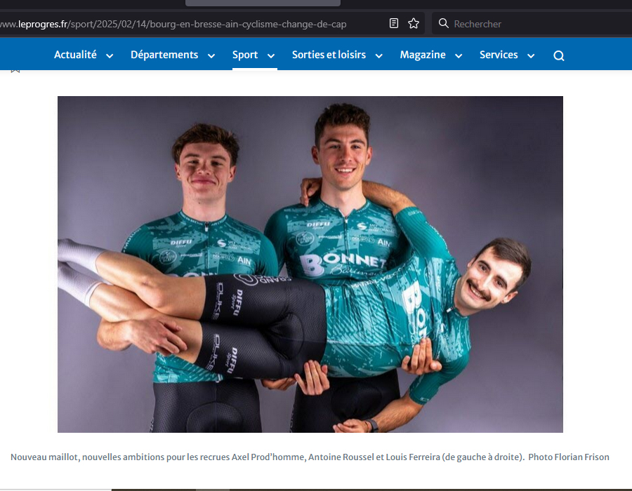 Article du média français le Progrès sur l'équipe Bourg-en-Bresse Ain Cyclisme