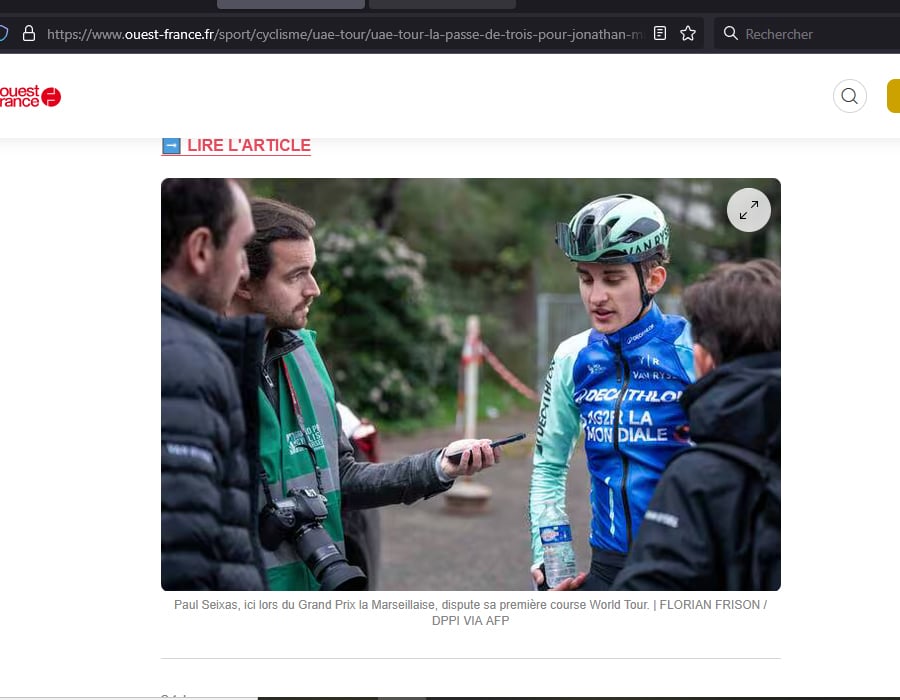 Article du média français Ouest France sur l'UAE Tour