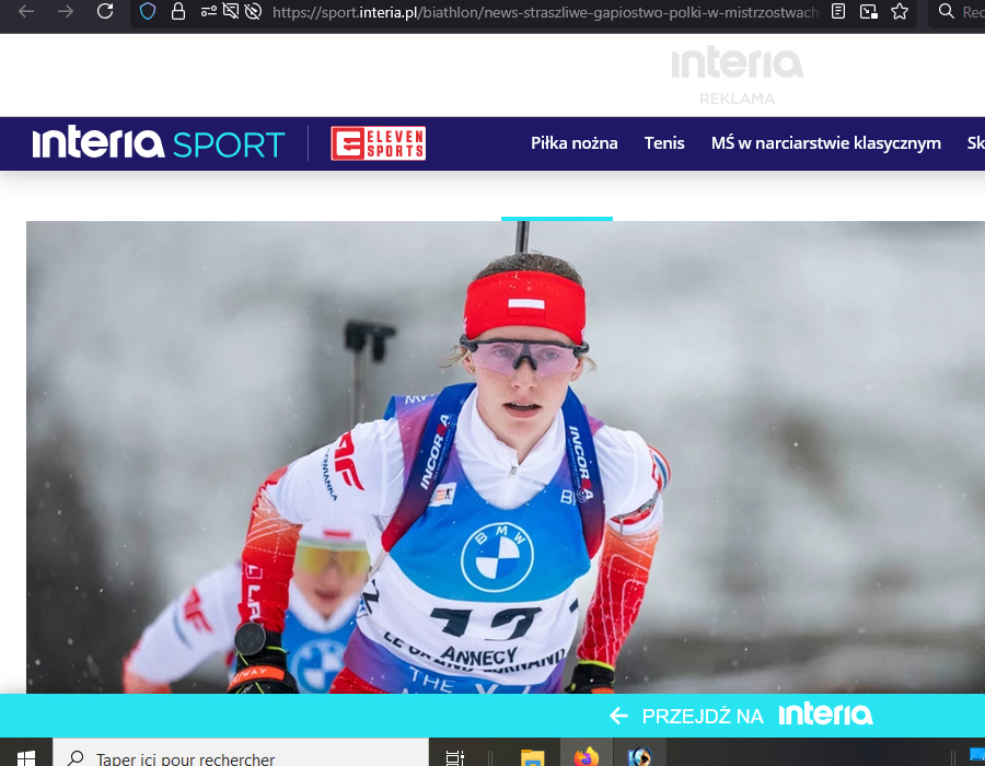 Article du média Polonais Sport Interia sur la biathlète polonaise Natalia Sidorowicz