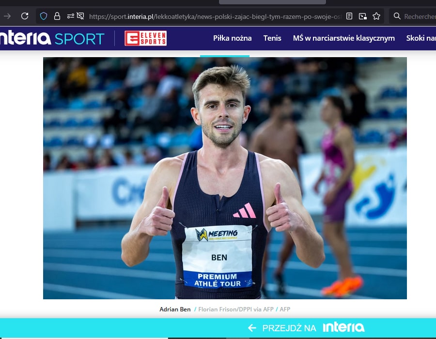 Article du média Polonais Sport Interia sur Adrian Ben