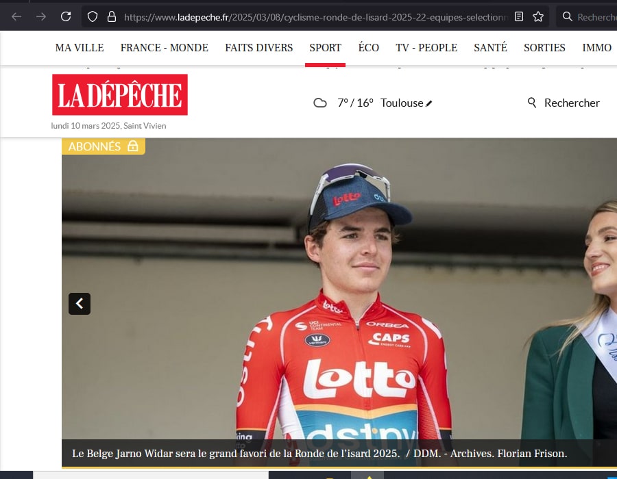 Article du média la Dépêche sur la Ronde de l'Isard 2025
