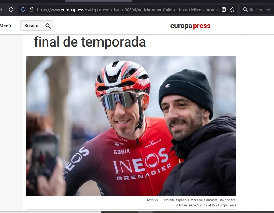 Article du média Espagnol EuropPress sur le coureur Omar Fraile