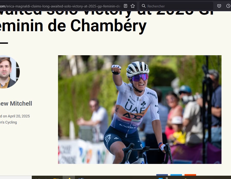 Article du media anglais ProCyclingUk sur la cycliste italienne Erica Magnaldi