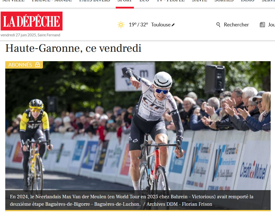 Article du média français la Dépeche sur la Ronde de l'Isard 2025