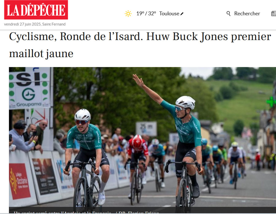 Article du media français La Depeche sur le cycliste Anglais Huw Buck Jones