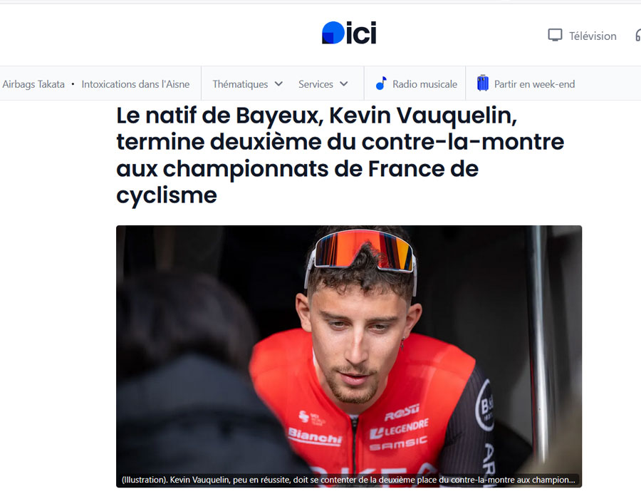 Article du média français France-Bleu sur le français Kevin Vauquelin