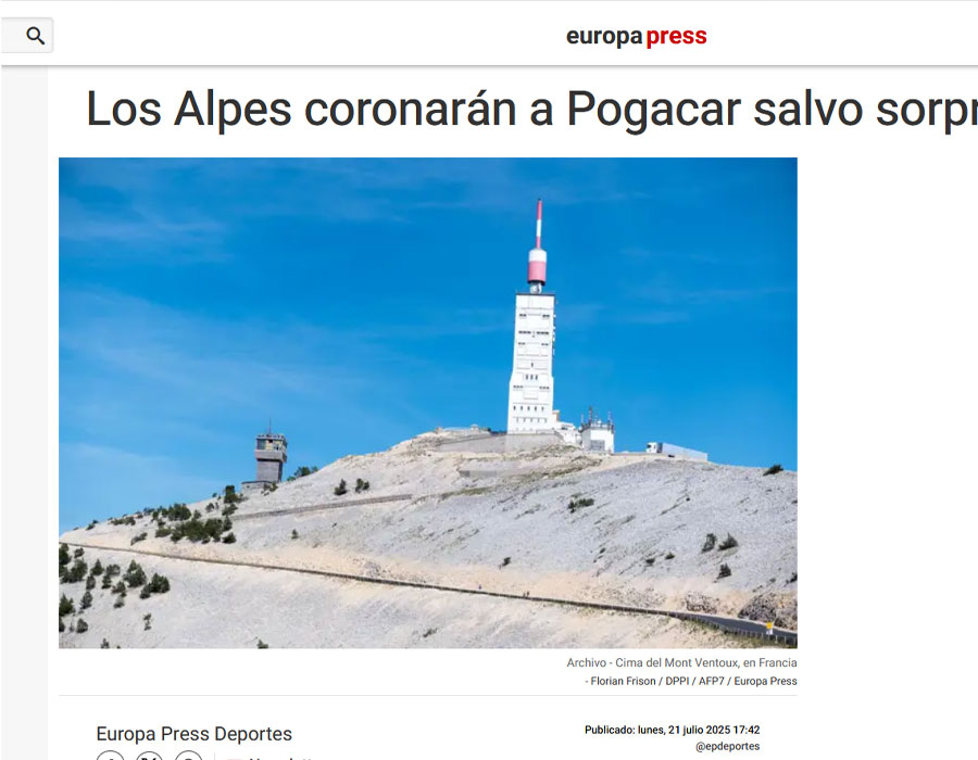 Article du média Espagnol EuropPress sur le Mont Ventoux 
