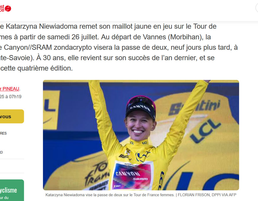 Article du média français Ouest-France sur la coureuse polonaise Katarzyna Niewiadoma