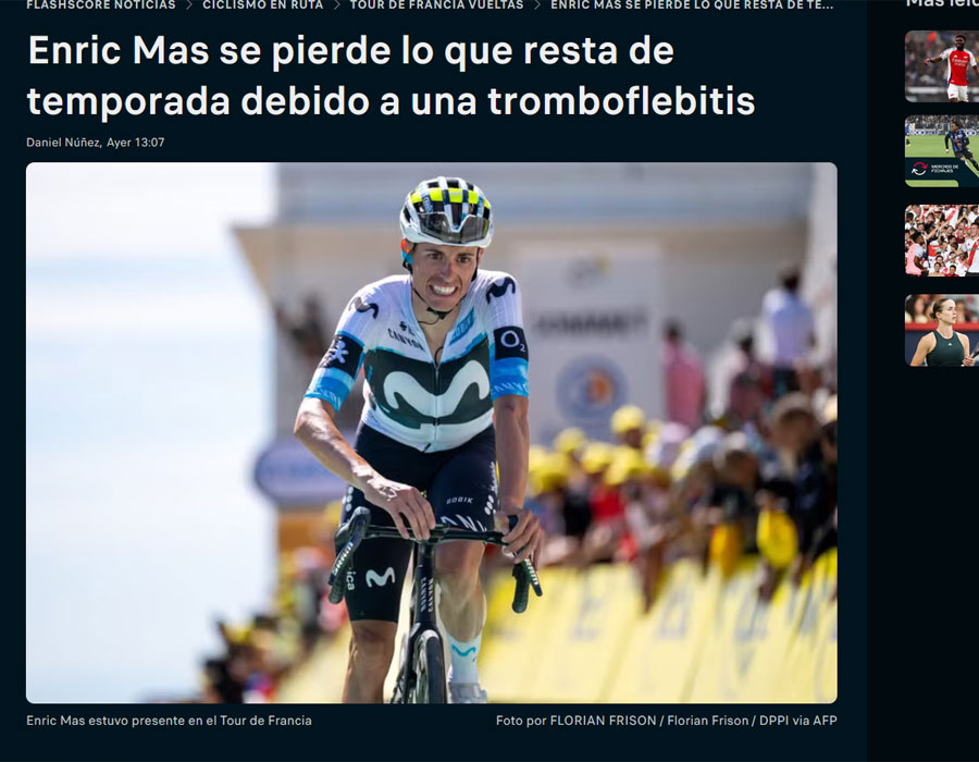 Article du média français Flashscore sur le coureur espagnol Enric Mas